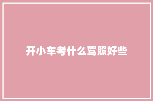 开小车考什么驾照好些