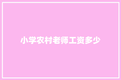 小学农村老师工资多少