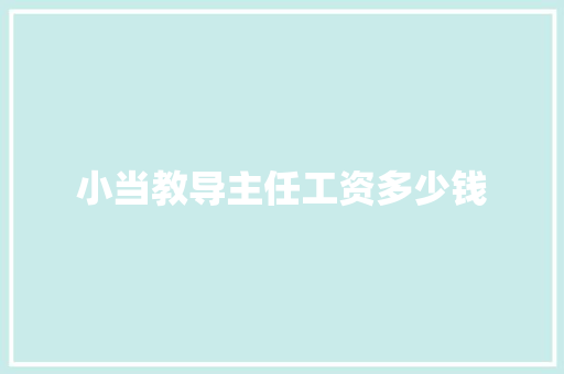 小当教导主任工资多少钱