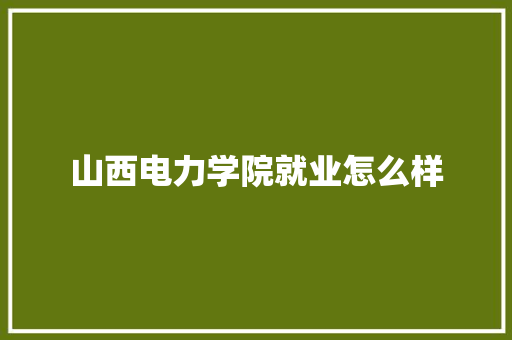山西电力学院就业怎么样