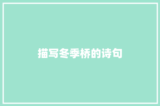 描写冬季桥的诗句