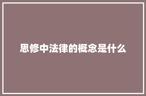 思修中法律的概念是什么