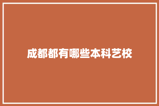 成都都有哪些本科艺校