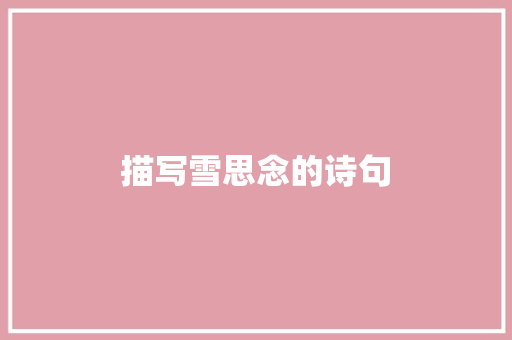描写雪思念的诗句
