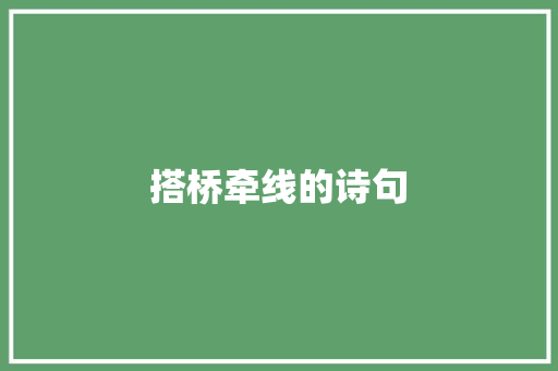 搭桥牵线的诗句