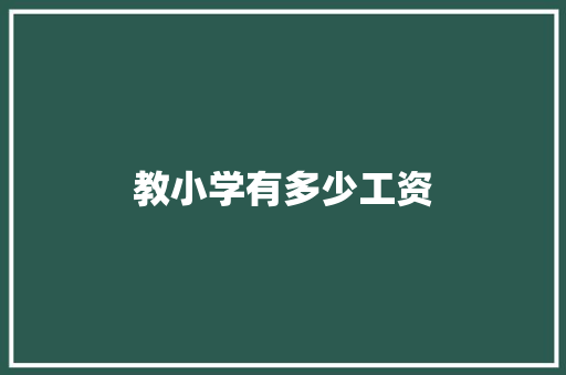 教小学有多少工资