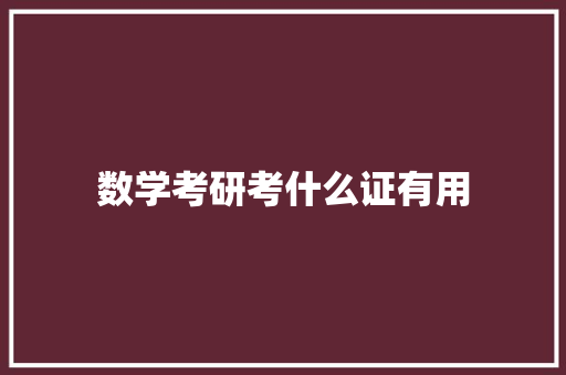 数学考研考什么证有用