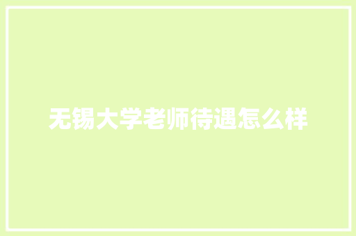 无锡大学老师待遇怎么样