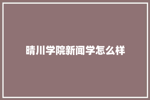 晴川学院新闻学怎么样