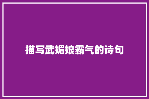 描写武媚娘霸气的诗句