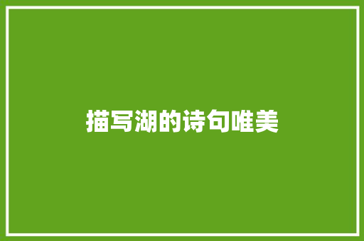描写湖的诗句唯美