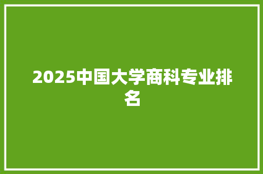 2025中国大学商科专业排名