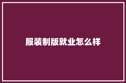 服装制版就业怎么样