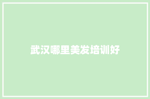 武汉哪里美发培训好