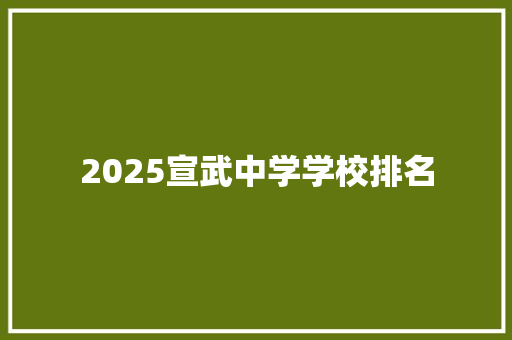 2025宣武中学学校排名