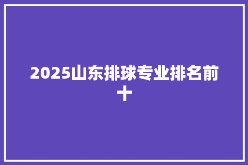 2025山东排球专业排名前十