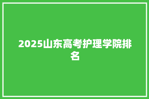 2025山东高考护理学院排名
