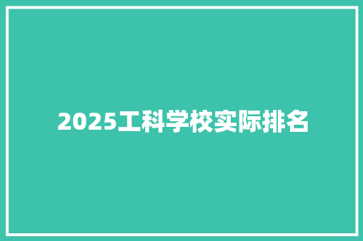 2025工科学校实际排名