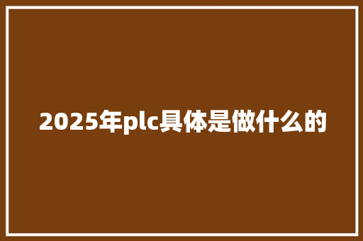 2025年plc具体是做什么的
