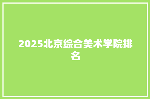 2025北京综合美术学院排名