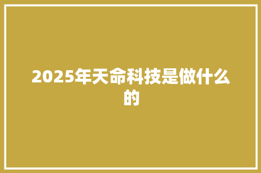 2025年天命科技是做什么的