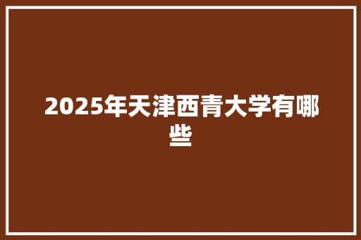 2025年天津西青大学有哪些