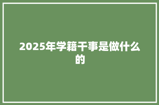 2025年学籍干事是做什么的