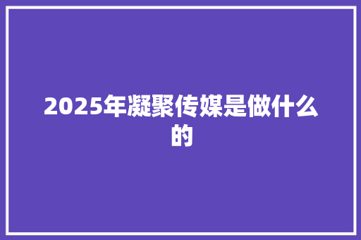 2025年凝聚传媒是做什么的
