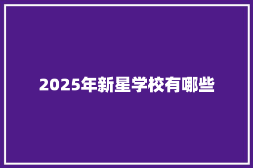 2025年新星学校有哪些