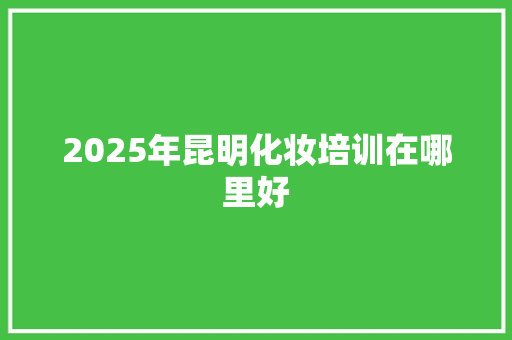 2025年昆明化妆培训在哪里好