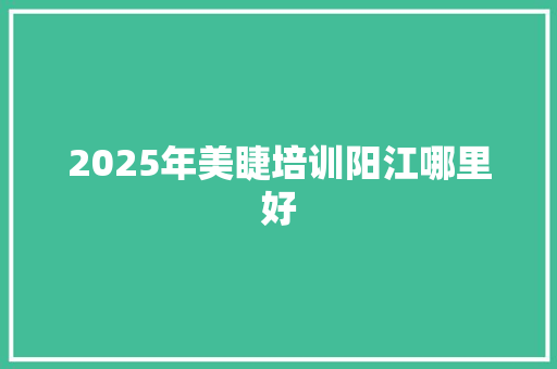 2025年美睫培训阳江哪里好