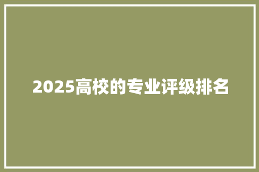 2025高校的专业评级排名