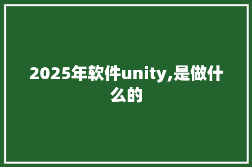 2025年软件unity,是做什么的