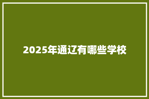 2025年通辽有哪些学校