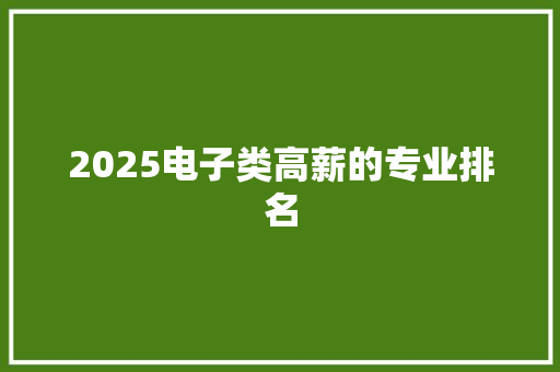 2025电子类高薪的专业排名