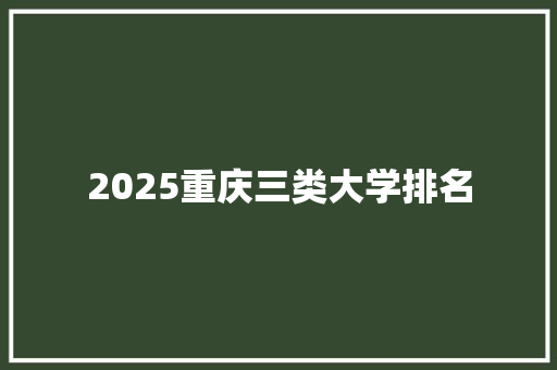 2025重庆三类大学排名