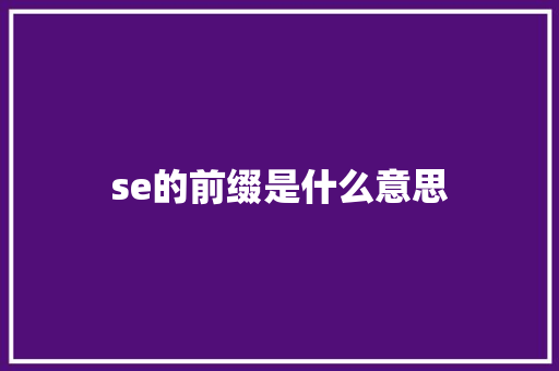 se的前缀是什么意思