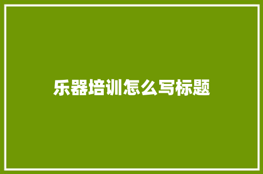 乐器培训怎么写标题 财务报告范文
