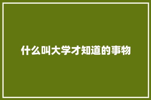什么叫大学才知道的事物