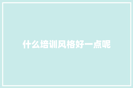 什么培训风格好一点呢