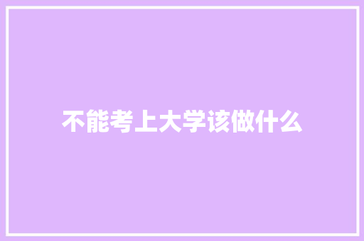 不能考上大学该做什么