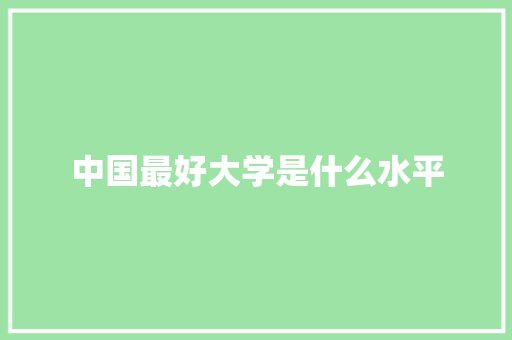 中国最好大学是什么水平