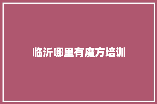 临沂哪里有魔方培训