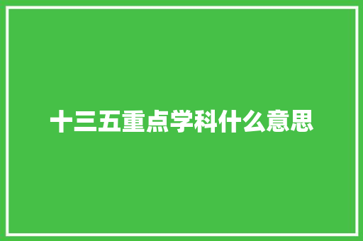十三五重点学科什么意思