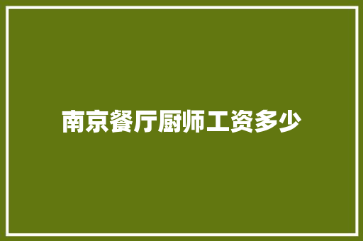 南京餐厅厨师工资多少