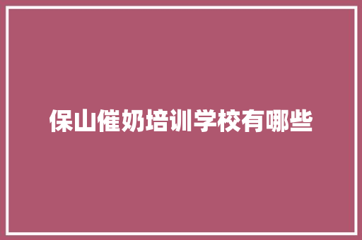保山催奶培训学校有哪些