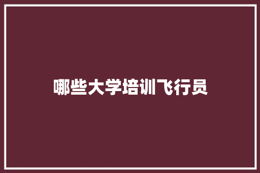 哪些大学培训飞行员