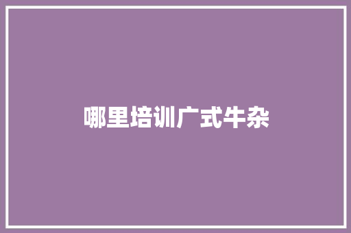哪里培训广式牛杂