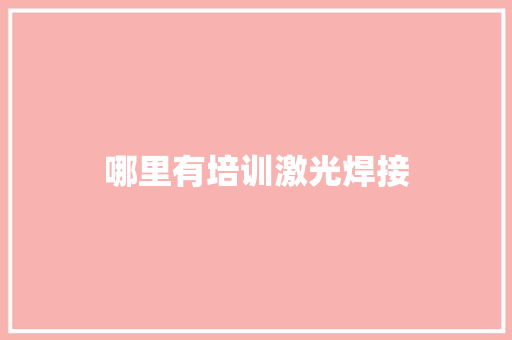 哪里有培训激光焊接
