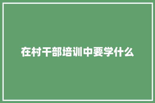 在村干部培训中要学什么